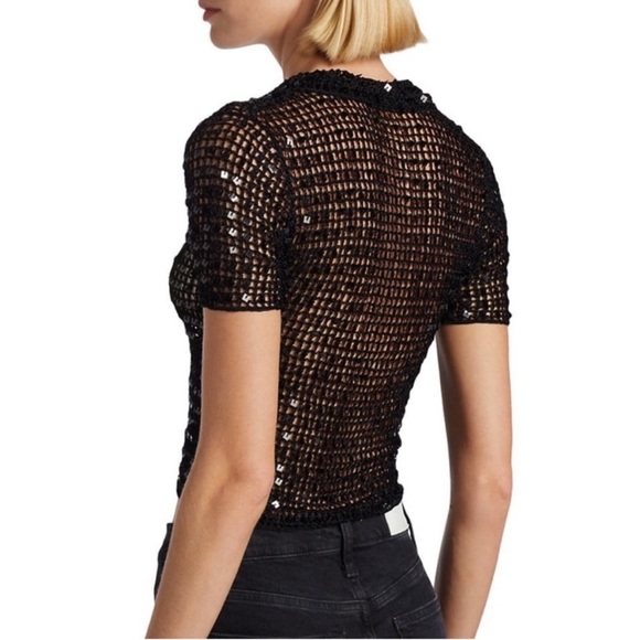 Aya Muse Deco sequin polo mesh top - Picture 3 of 4